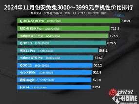 双榜登顶 iQOO Neo10系列性双杀11月价比榜单